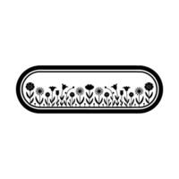 Minimalist Floral Border Silhouetted Flowers in a Rounded Rectangle vector
