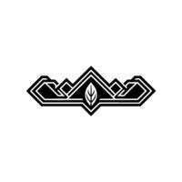 Geometric Mountain Leaf Emblem, Minimalist vector