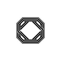 Geometric Octagon, Interwoven Lines, Minimalist Emblem vector