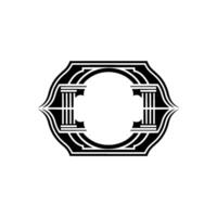 Geometric Letter O with Classical Columns Vintage Element vector