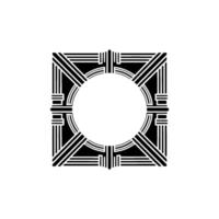 Geometric Deco Frame, Minimalist , Circular Focus, Lines vector