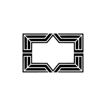 Geometric Deco Frame, Minimalist , Elegant Outline, alternate version vector