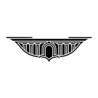 Art Deco Winged Ornament, Geometric, Line art vector