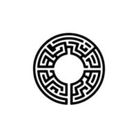 Intricate Circular Maze, Minimalist, Geometric vector
