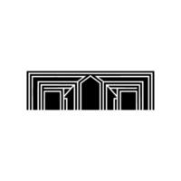 Geometric Gateway, Minimalist Architecture, Black White vector