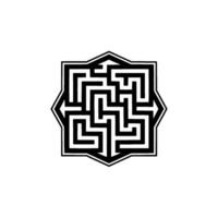 Geometric Labyrinth, Hexagonal Emblem, Intricate vector