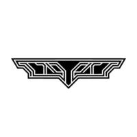 Geometric Wing Emblem, Retro Futuristic vector