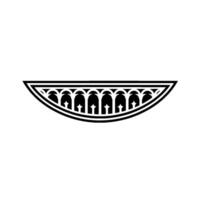Geometric Crescent Ornament, Intricate Black, Pattern vector