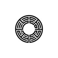 Intricate Circular Maze Symbol, Minimalist, Circle vector