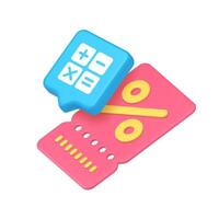 3d Realistic Icon Of Discount Calculator With Shopping Tag For Business And Digital Marketing Design vector