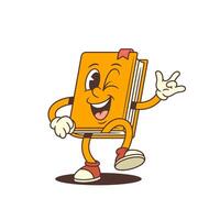 Orange Book Mascot Winking And Showing ILY Hand Gesture With Happy Expression Illustration vector