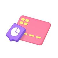 3d Icon Realistic Illustration With Credit Card And Pie Chart In Speech Bubble Design vector
