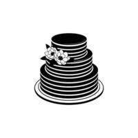 Elegant Layered Cake with Floral Accents Minimalist Illustration, Tiers vector