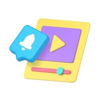 3d Realistic Icon Of Player With Notification Badge For Modern Digital Media Applications vector