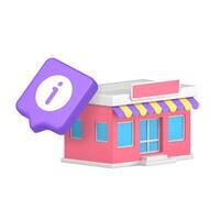 3d Realistic Icon With Colorful Shop And Info Button For Business Or Digital Application vector