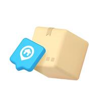 3d Icon Realistic Illustration Of Delivery Parcel With Location Pointer For Modern Business Design vector