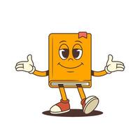 Cheerful Cartoon Book Mascot With Open Arms In Friendly Welcoming Pose Smiling Character Illustration vector