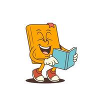 Cartoon book character reading vector