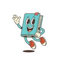 Cheerful Blue Book Mascot Jumping With Joy And Waving In Fun Playful Style Illustration vector