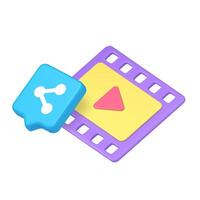 3d Realistic Icon Of Share Symbol And Player For Digital Media Content Illustration vector