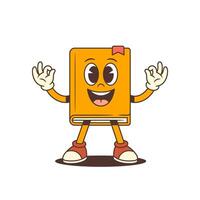 Orange Cartoon Book Mascot With Red Shoes Showing Ok Gesture And Smiling Happily Illustration vector