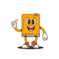 Cartoon Book Mascot Excitedly Showing Thumbs Up Looking Forward With Enthusiasm Illustration vector
