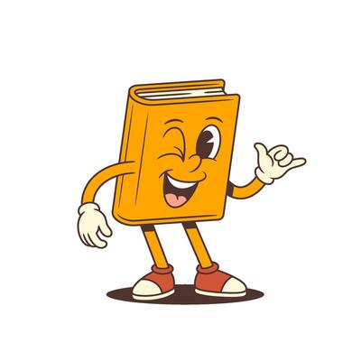 Orange Happy Cartoon Book Mascot Winking And Showing Hang Loose Gesture Illustration