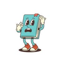 Scared Blue Book Character Holding Head With Open Mouth In Funny Expression Illustration vector