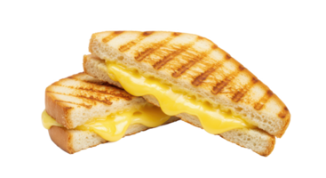 A close up view of a grilled cheese sandwich with melted cheese and grill marks on the toasted bread slices png