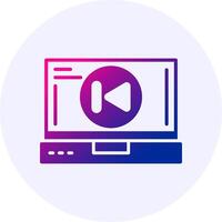 Skip backward Laptop Interface Icon Minimal Style vector