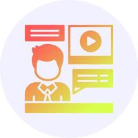 Online Interview Icon Minimal Gradient Style vector