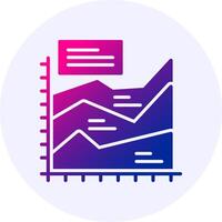 Area chart Circle Icon Minimal Gradient Style vector