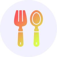 Spoon and Fork Solid Gradient Style Icon vector