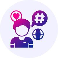 Hashtag Boy Icon Minimal Gradient Style vector