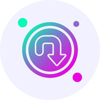 U turn Navigation Icon Minimal Gradient Style vector