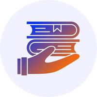 Hand with a book Icon Minimal Gradient Style vector