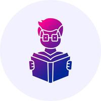 Bookworm character Icon Minimal Gradient Style vector