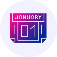 1 January Icon Minimal Gradient Style vector