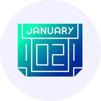 2 January Icon Minimal Gradient Style vector