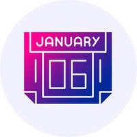 6 January Icon Minimal Gradient Style vector