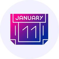 11 January Icon Minimal Gradient Style vector