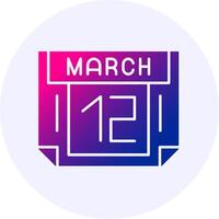 12 March Icon Minimal Gradient Style vector
