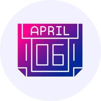 6 April Icon Minimal Gradient Style vector