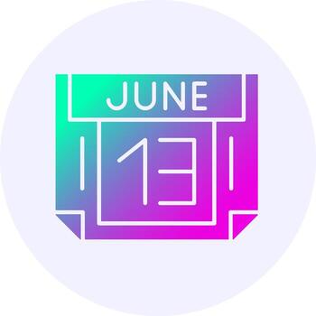 13 June Icon Minimal Gradient Style vector