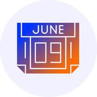 9 June Icon Minimal Gradient Style vector