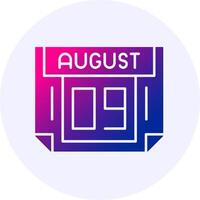 9 August Icon Minimal Gradient Style vector