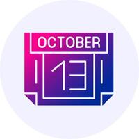 13 October Icon Minimal Gradient Style vector