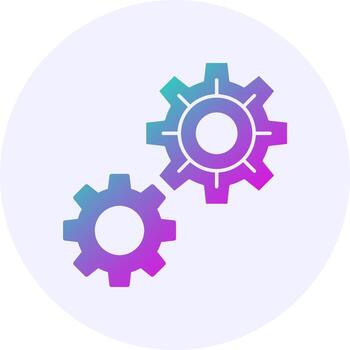 Cogs and Gears Icon Minimal Gradient Style vector