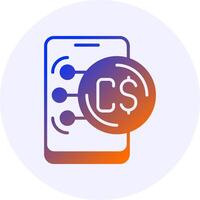Canadian Dollar in Mobile Icon Minimal Gradient Style vector