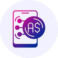 Australian Dollar in Mobile Icon Minimal Gradient Style vector